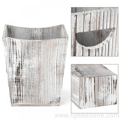 Freestanding Wooden Trash Can with Hollow Handles